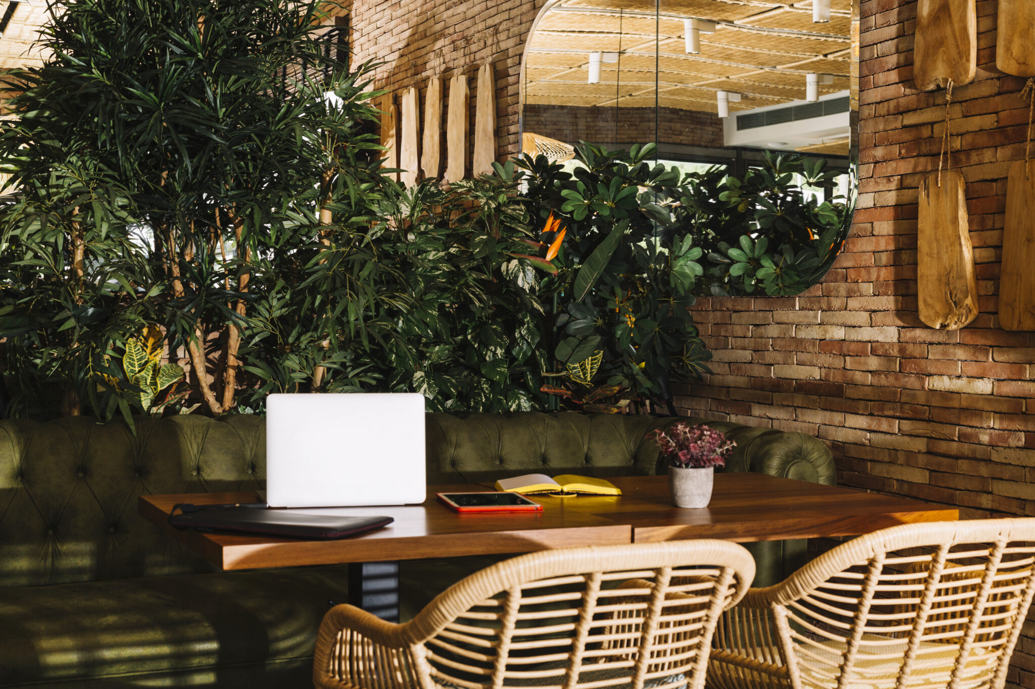 outdoor office space with laptop